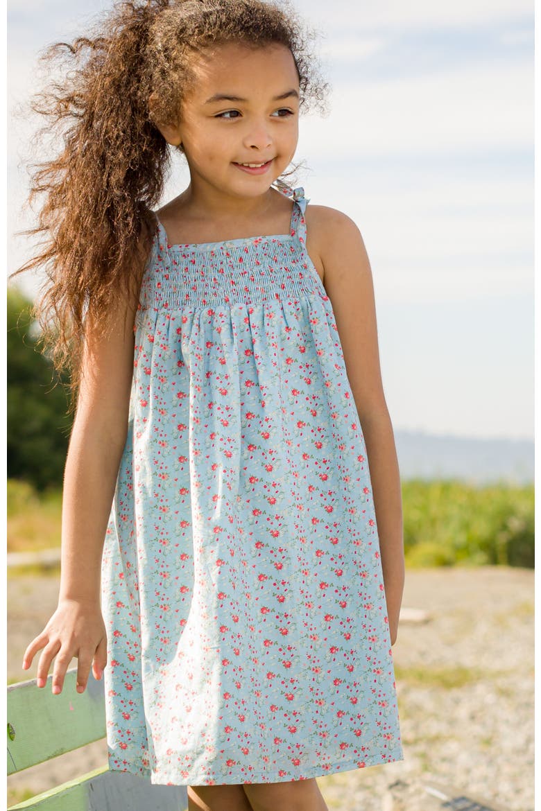 Betty Girls Smocked Strap Dress, Alternate, color, Blue