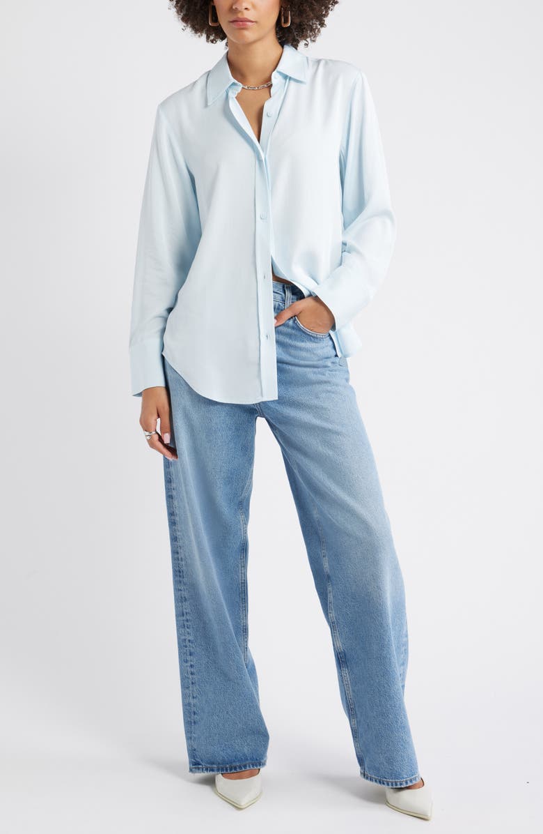 Relaxed Fit Long Sleeve Button-Up Shirt