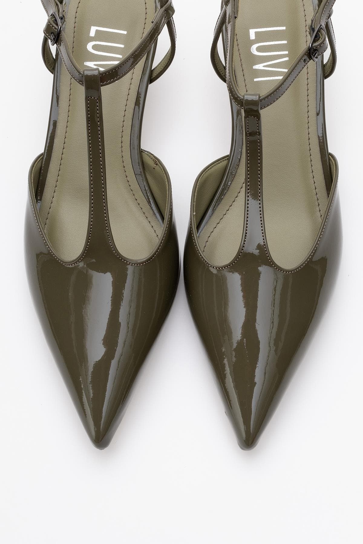 Prologue Shoes Asher Pointed Toe Slingback Pump, Alternate, color, Khaki Patent