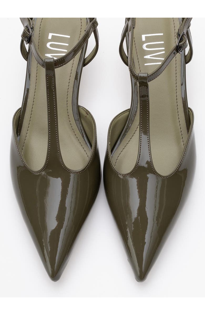 Prologue Shoes Asher Pointed Toe Slingback Pump, Alternate, color, Khaki Patent