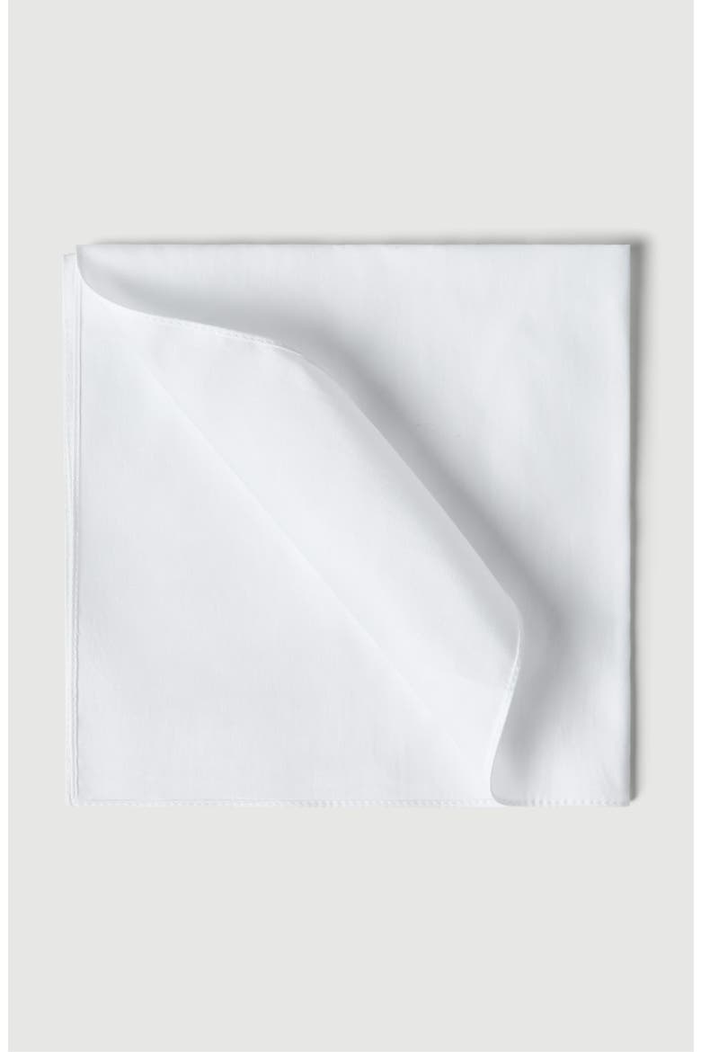Sea Island Cotton twill pocket square for tuxedo, Main, color, White