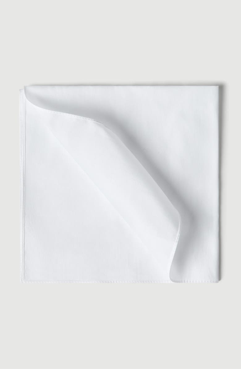 Brunello Cucinelli Sea Island Cotton twill pocket square for tuxedo, Main, color, White