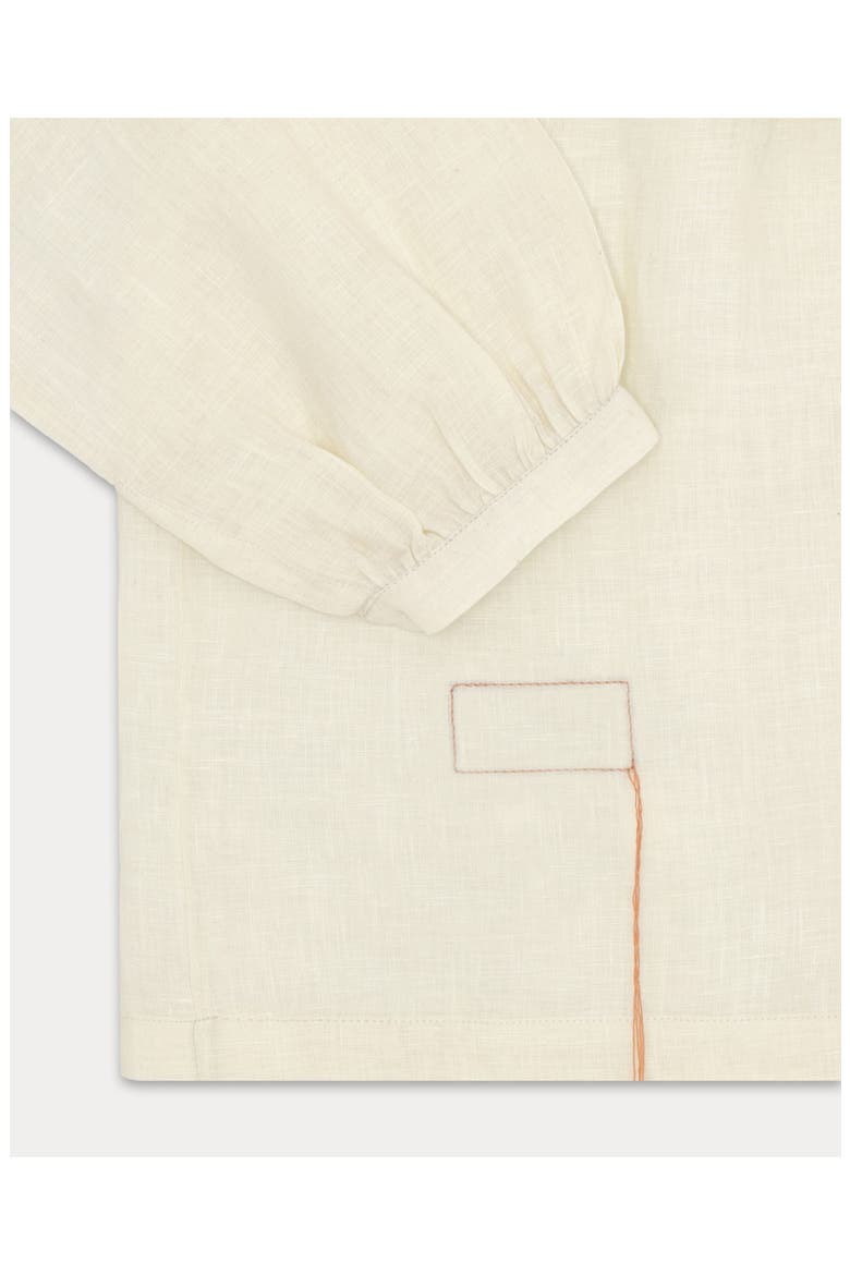 Angele Embroidered Circular Collar Linen Blouse, Alternate, color, White