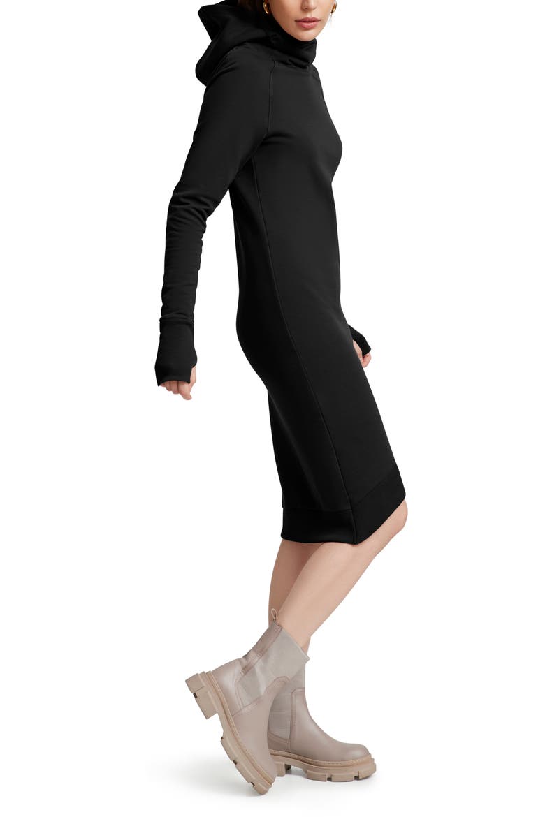 Walker Long Sleeve Hooded Sweatshirt Dress, Alternate, color, BLACK