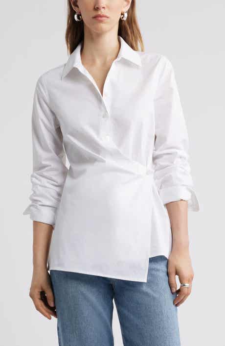 Long Sleeve Wrap Button-Up Shirt