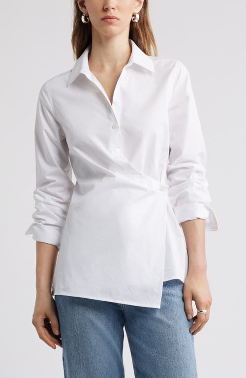 Nordstrom Long Sleeve Wrap Button-Up Shirt in White at Nordstrom, Size Small