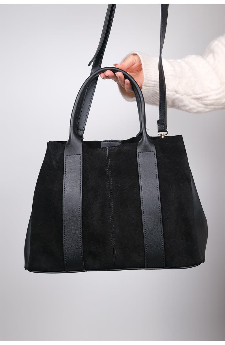 Forever & Always Shoes Thresh Leather Shoulder Bag, Alternate, color, Black Suede