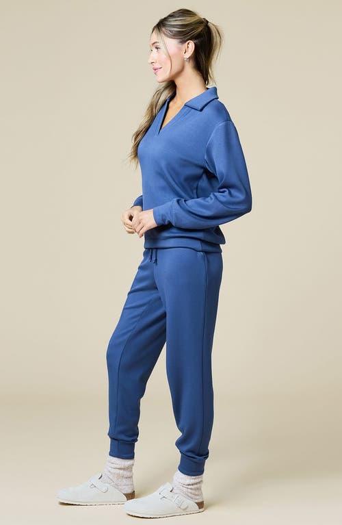 Softies Athleisure Dreamtech Johnny Collar Jogger Set In Indigo