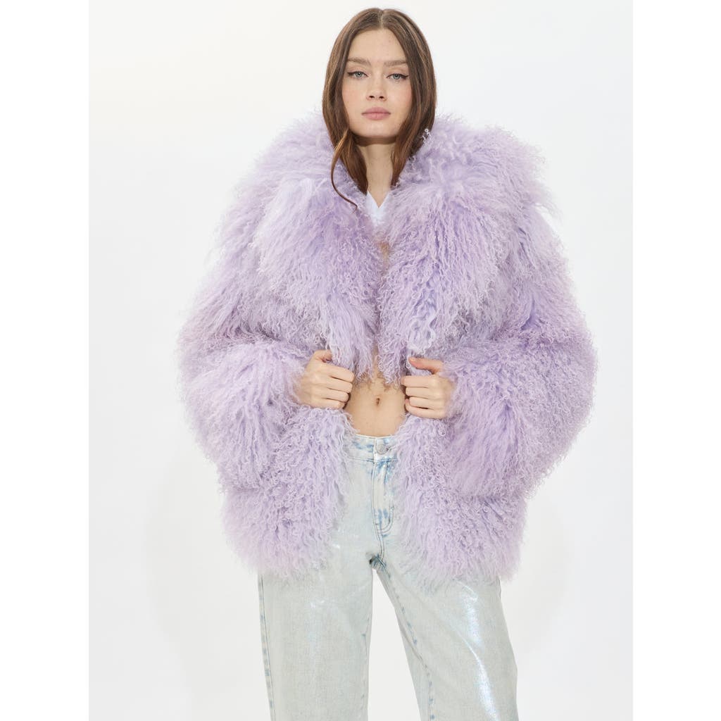 Sparkl Ur Famous Fur Coat In Purple