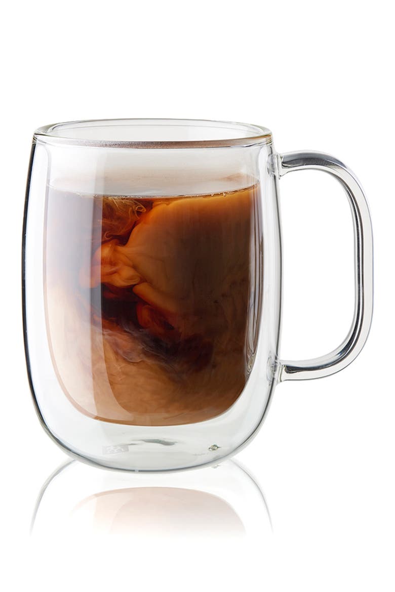 Sorrento Plus 2-Piece Double Wall Glass Coffee Mug Set, Alternate, color, CLEAR