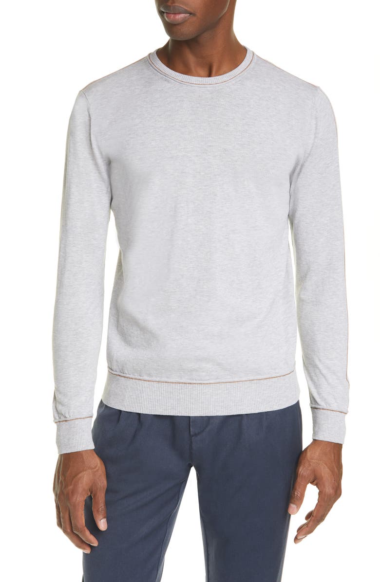 Eleventy Slim Fit Cotton Crewneck Sweater, Main, color,