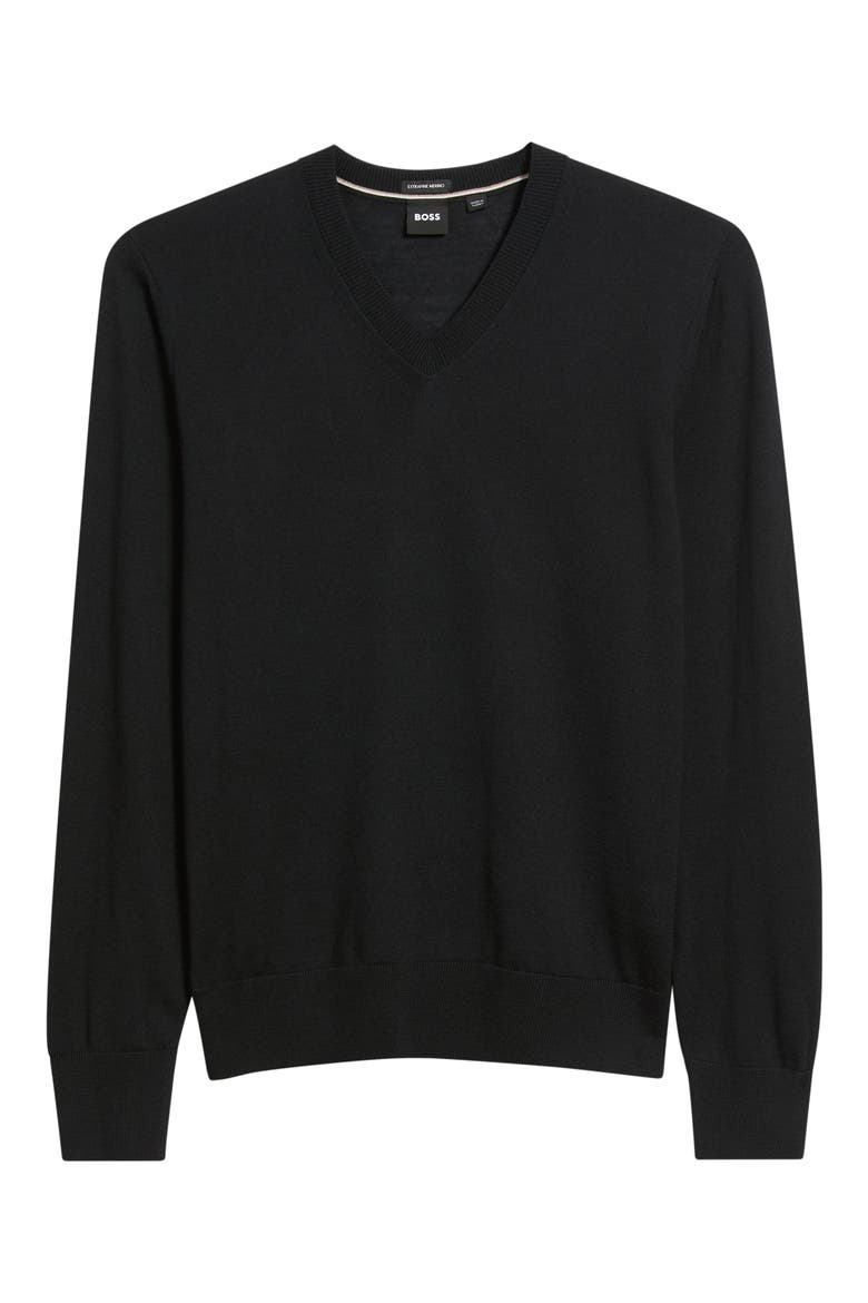 Melba V-Neck Wool Sweater, Alternate, color, BLACK