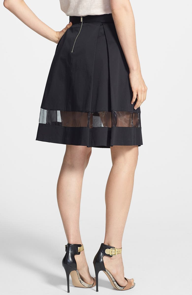 Vince Camuto Sheer Inset Pleated Skirt, Alternate, color, 