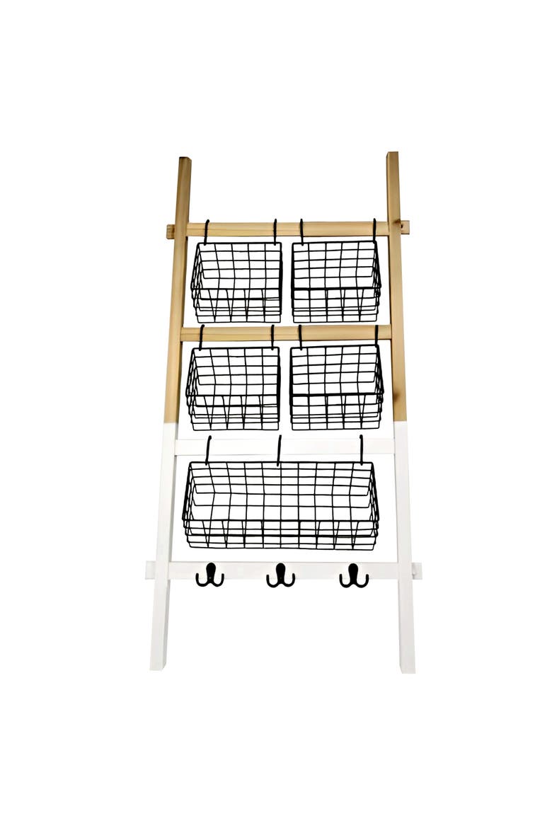Ladder Frame with Baskets and Hooks, Main, color, Black