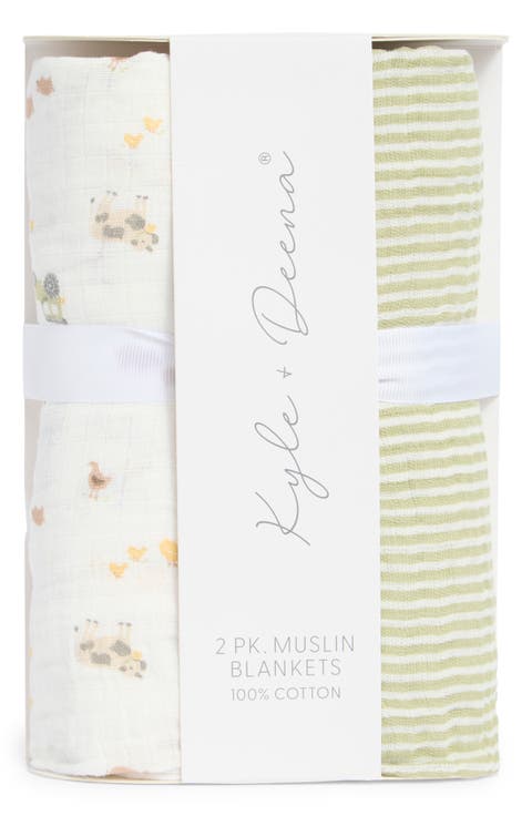 2-Pack Cotton Muslin Blankets