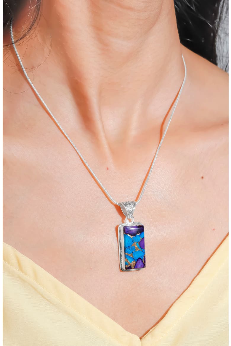 Semiprecious Stone Pendant Necklace, Alternate, color, BLUE