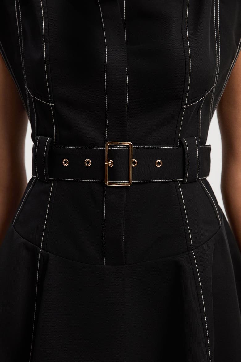 High Neck Mini Dress, Alternate, color, Black
