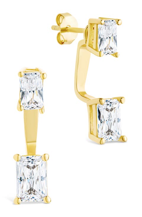 Cubic Zirconia Front/Back Drop Earrings