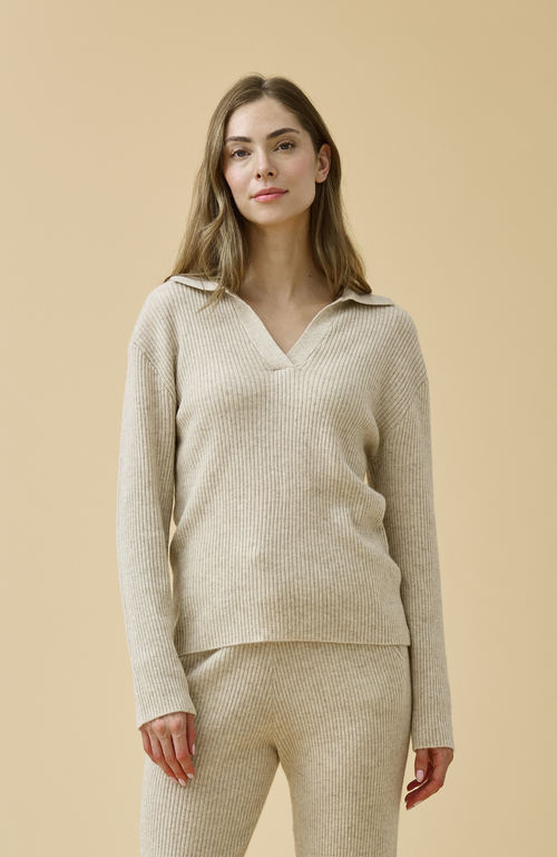 Kip. Kip Merino Cashmere Lounge Sweater In Neutral