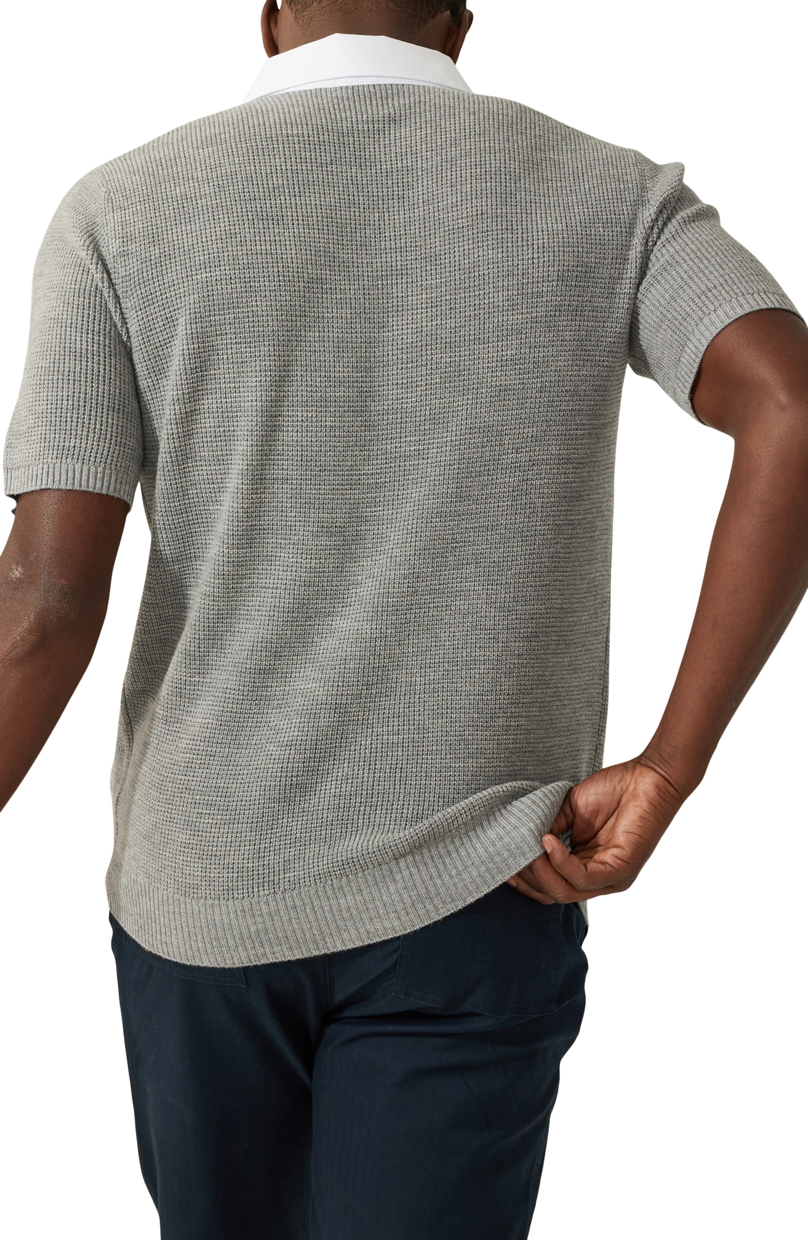 Woven Collar Wool Polo Sweater - image 2