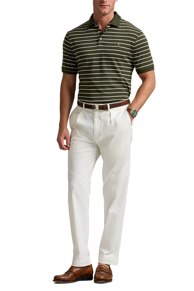 Stripe Cotton Interlock Polo, Alternate, color, ARMADILLO/ WHITE