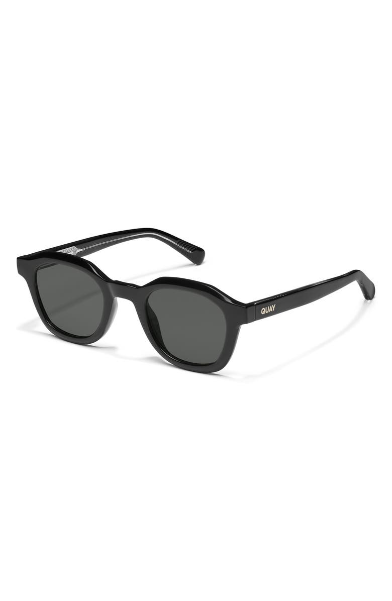 QUAY Roll Film 47mm Small Polarized Square Sunglasses, Alternate, color, Black/ Smoke Polarized
