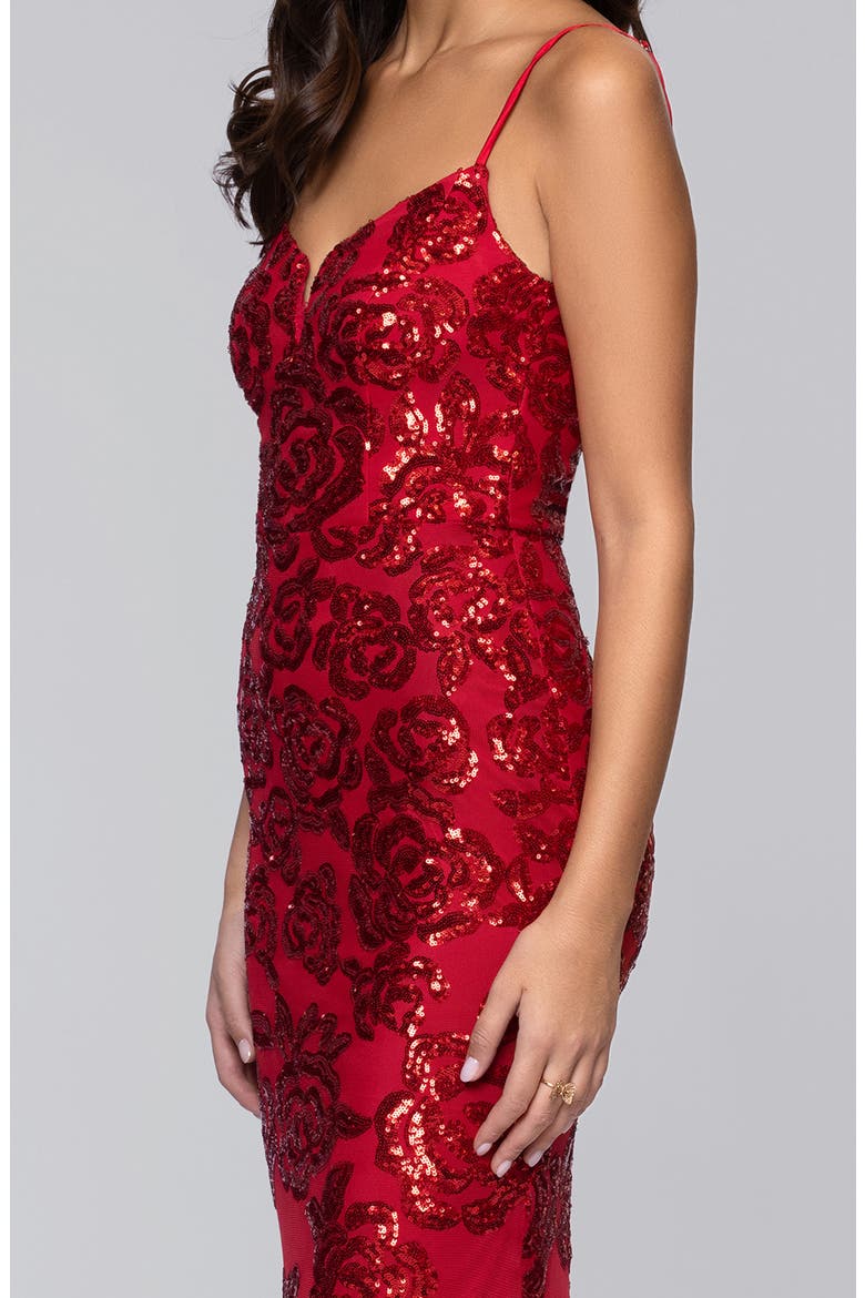 Sequin Rose Gown, Alternate, color, RED