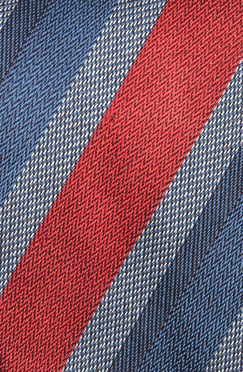 David Donahue Stripe Silk & Cotton Tie, Alternate, color, Red