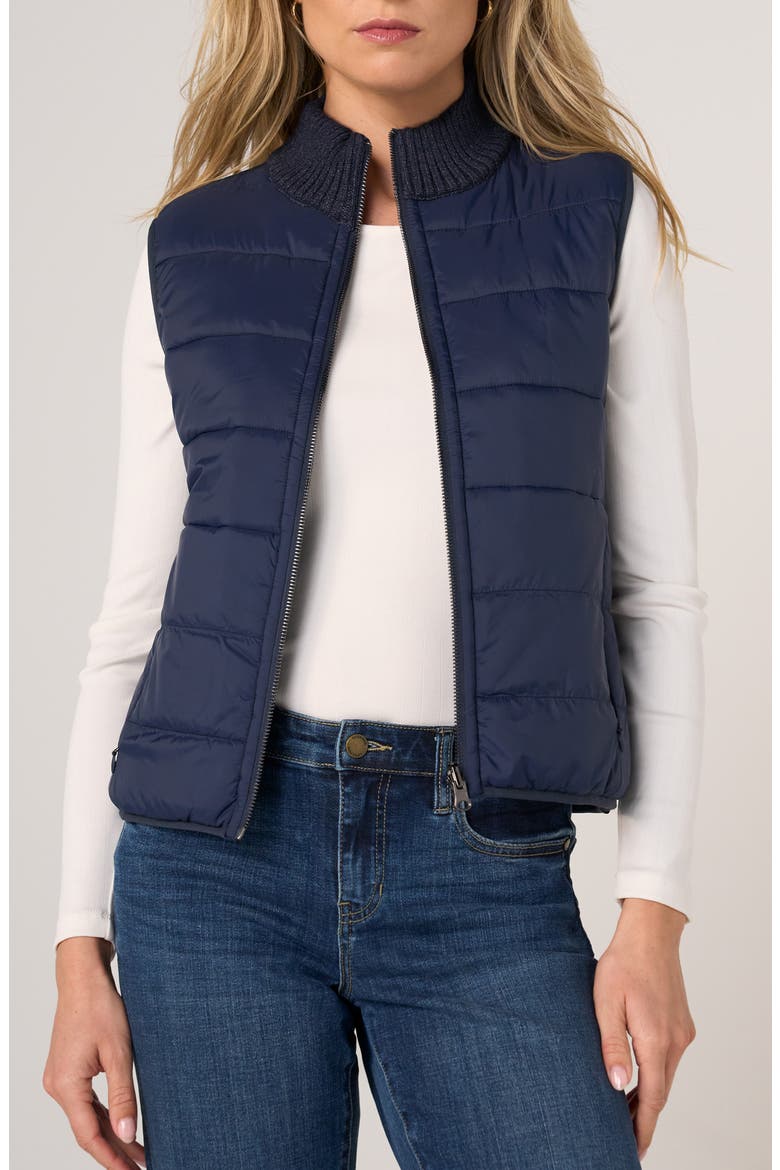 Reversible Quilted Vest, Main, color, HEATHER NAVY