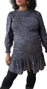 Ingrid & Isabel® Smocked Occasion Bracelet Sleeve Sateen Maternity Dress