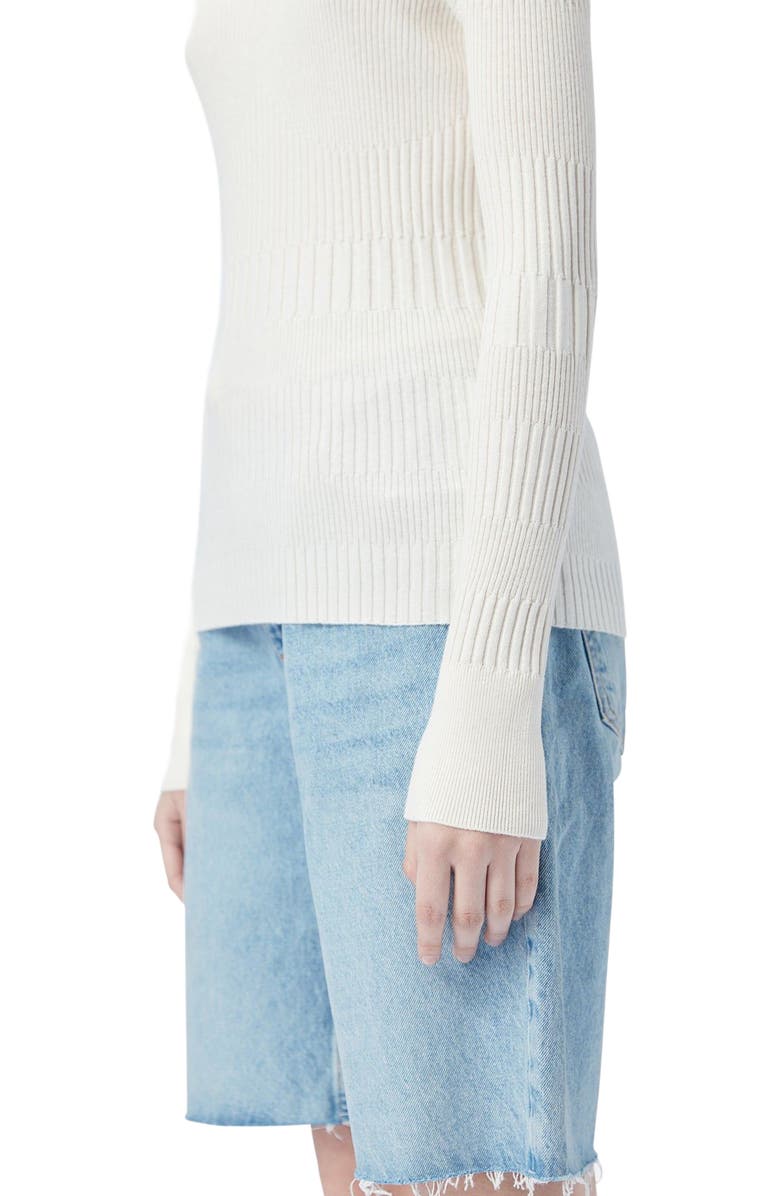 GOBI Mongolian Cashmere High-neck Ribbed Cotton Silk Cashmere Blend Sweater, Alternate, color, Whisper White