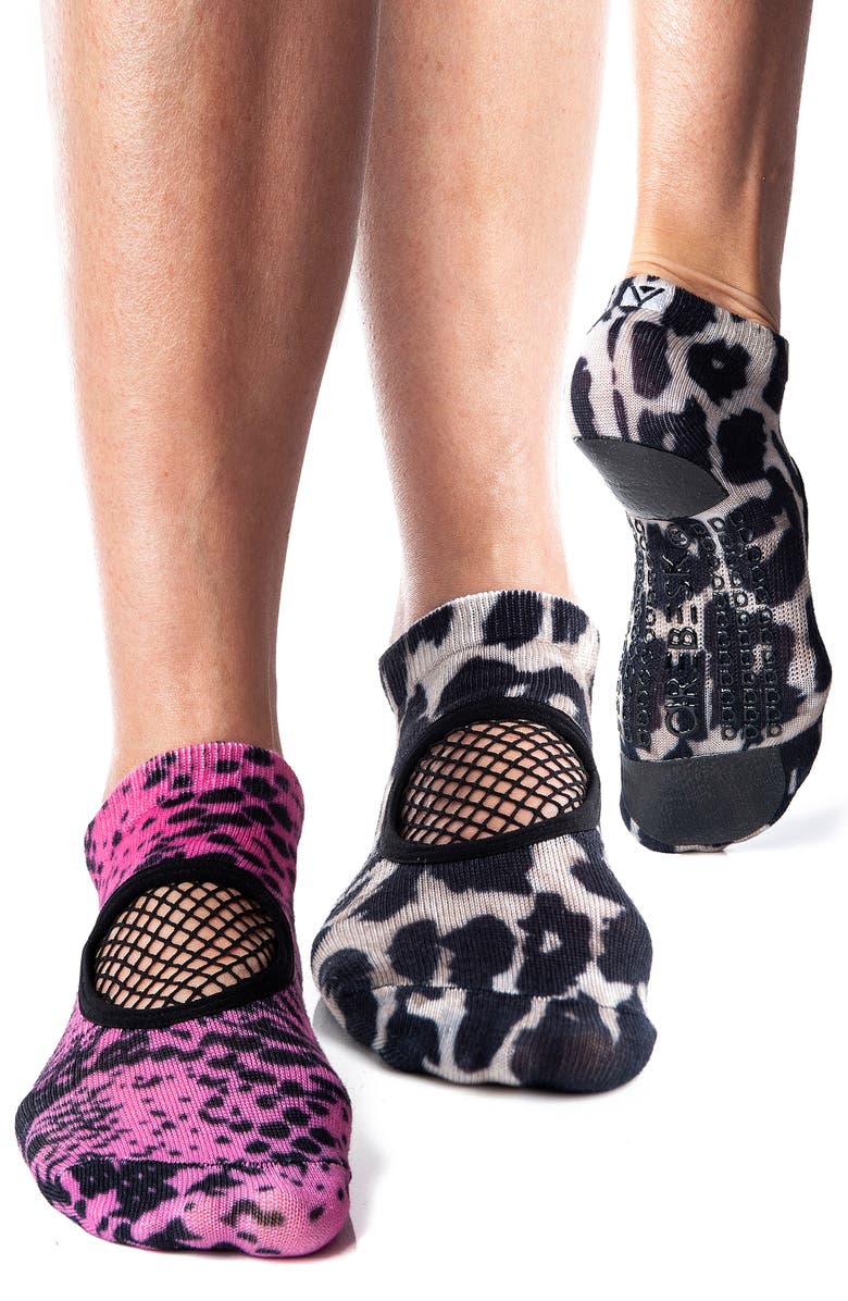 Arebesk Phish Net Assorted 2-Pack Closed Toe Grip Ankle Socks, Alternate, color, 