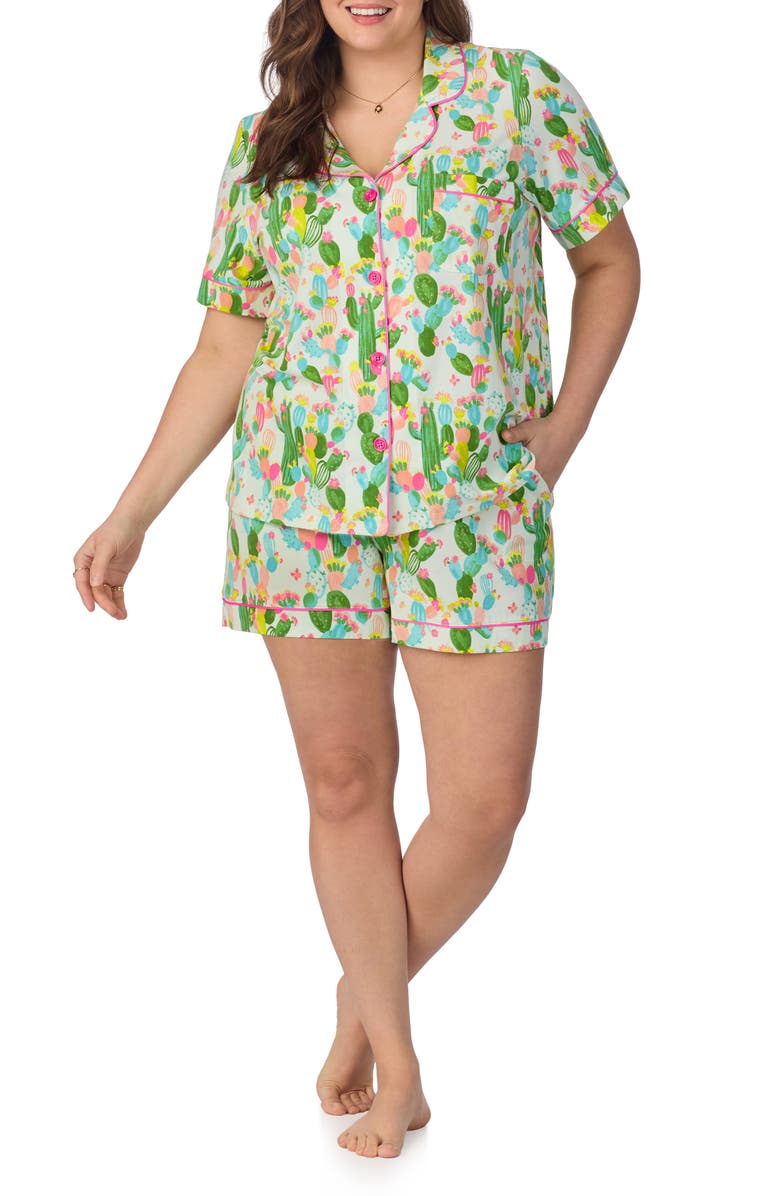 BedHead Pajamas Print Stretch Organic Cotton Jersey Short Pajamas, Alternate, color, Cactus Garden