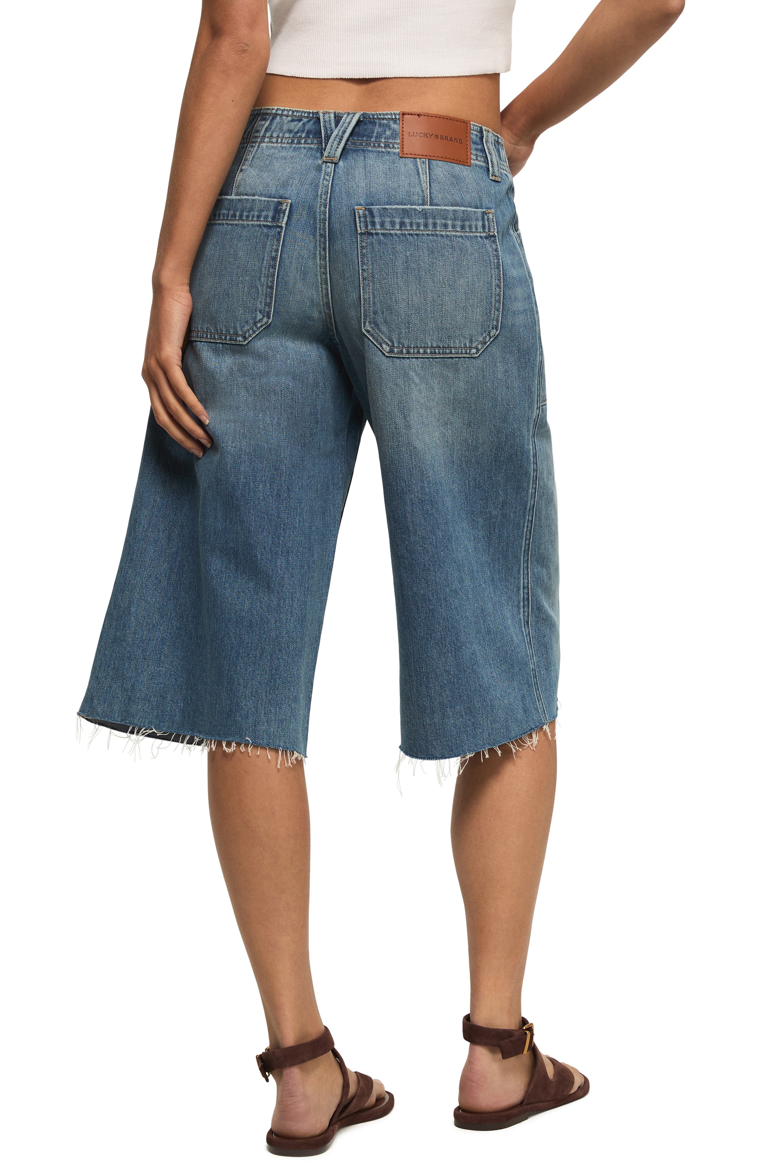 Low Rise Culotte Denim Shorts - image 2