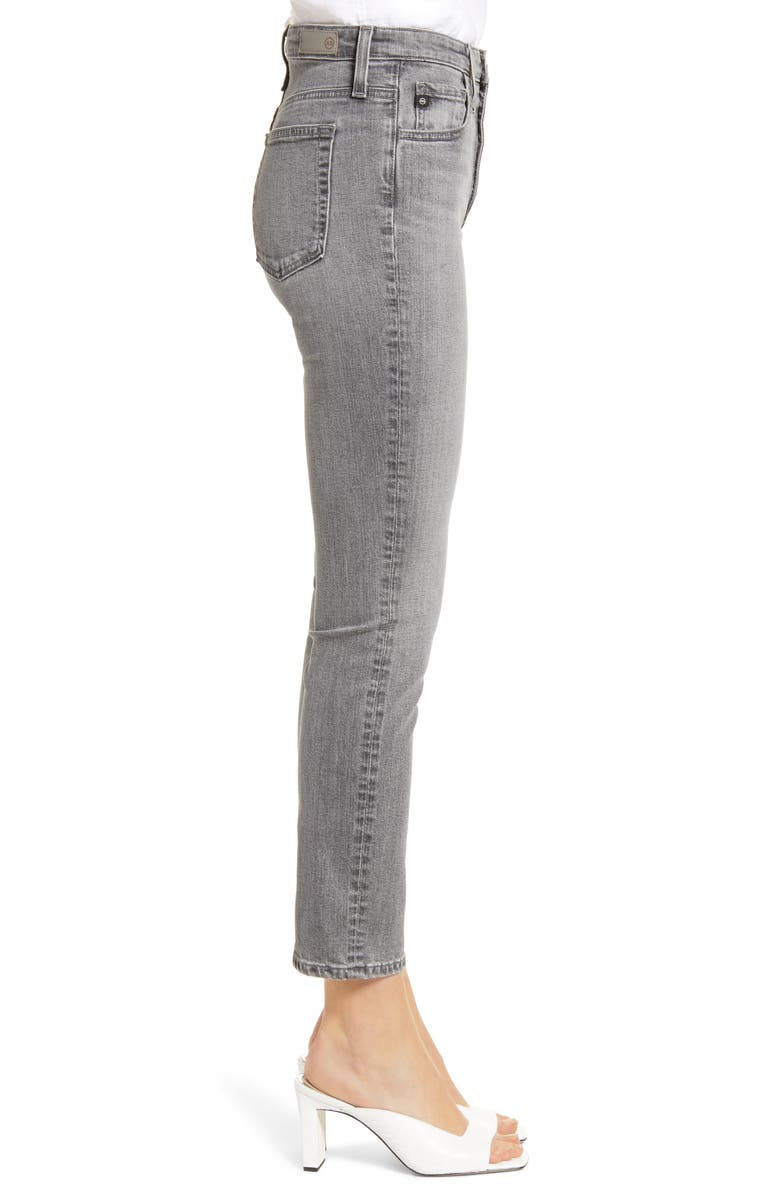 AG The Isabelle High Waist Button Front Ankle Straight Leg Jeans, Alternate, color, Entity