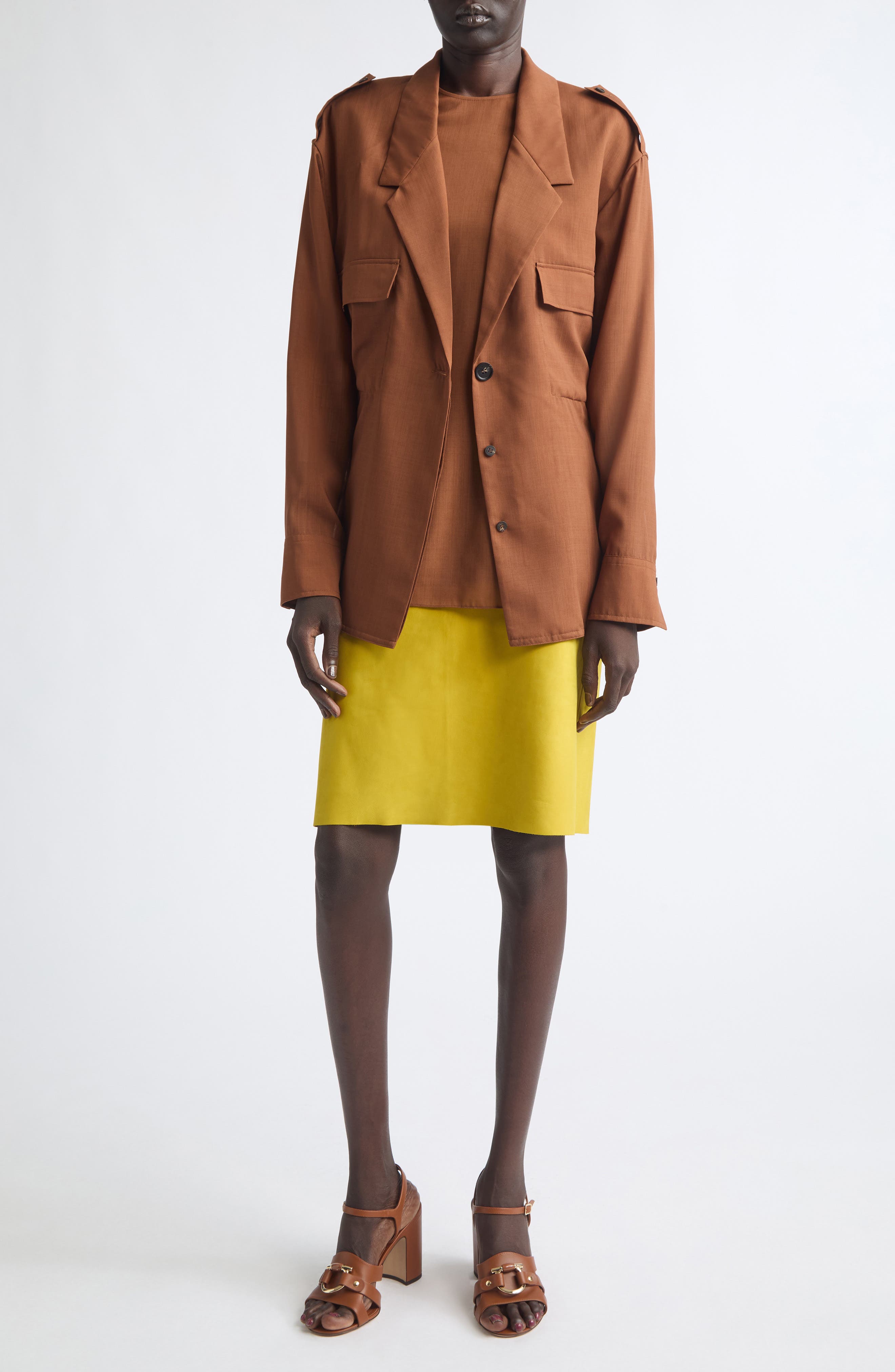FERRAGAMO Nubuck Pencil Skirt (Women) | Nordstrom