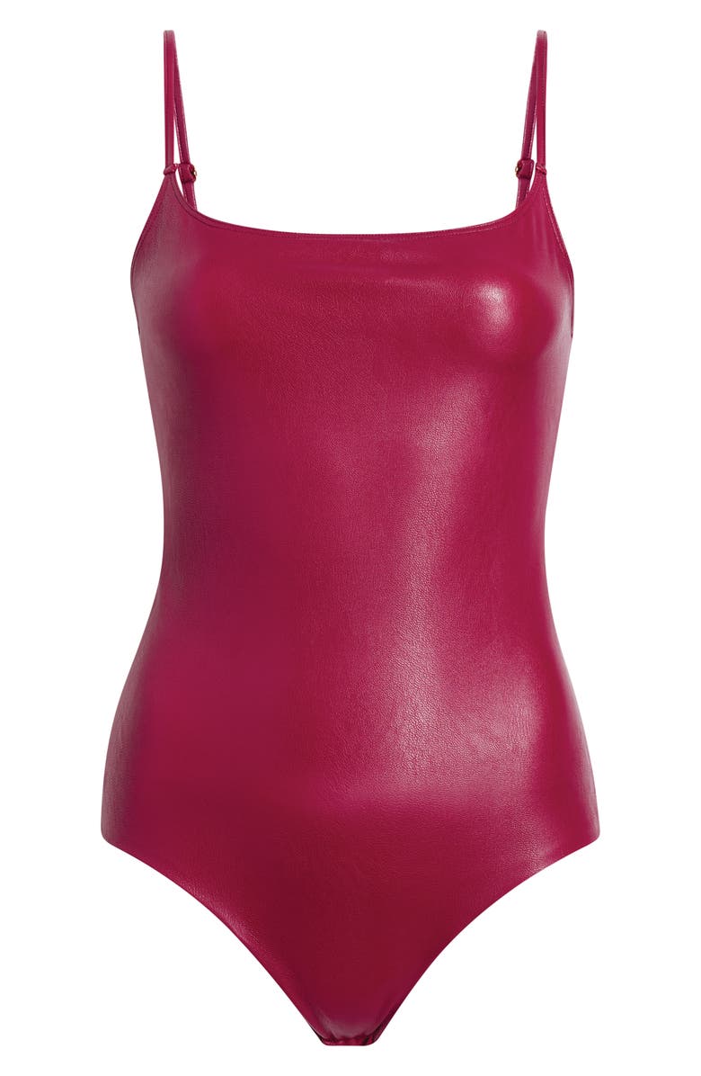 Commando Faux Leather Camisole Bodysuit, Alternate, color, Raspberry