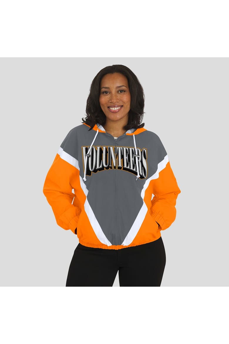 Women's WEAR by Erin Andrews Tennessee Orange/Gray Tennessee Volunteers Colorblock Full-Zip Hoodie Windbreaker Jacket, Alternate, color, Tennessee Orange