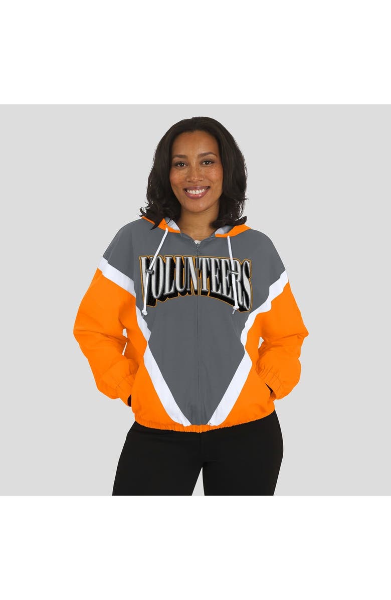 WEAR by Erin Andrews Women
s WEAR by Erin Andrews Tennessee Orange/Gray Tennessee Volunteers Colorblock Full-Zip Hoodie Windbreaker Jacket, Alternate, color, Tennessee Orange
