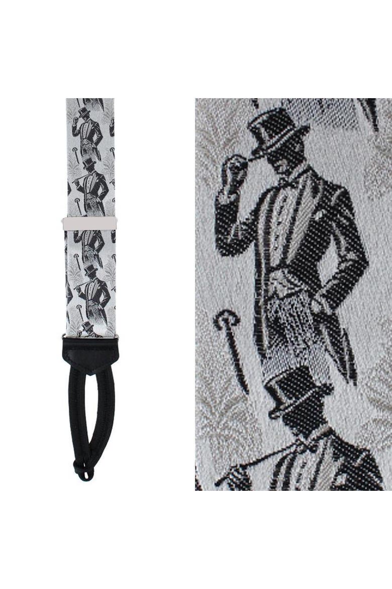 Ambrose Dapper Night Silk Formal End Suspenders (Braces) and Necktie Set, Alternate, color, Silver and Black