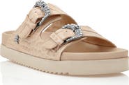PHILIPP PLEIN Croco Printed Leather Sandals Flat Crystal Women