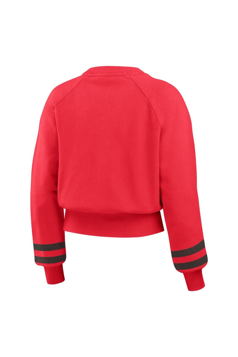 Women's WEAR by Erin Andrews  Red Cincinnati Reds Vintage Washed Cropped Pullover Sweatshirt, Alternate, color, Red