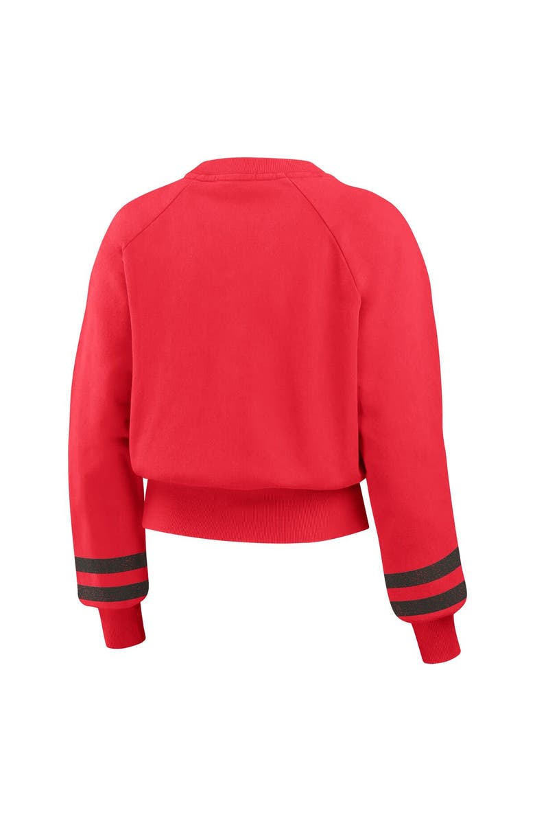 WEAR by Erin Andrews Women's WEAR by Erin Andrews Red Cincinnati Reds Vintage Washed Cropped Pullover Sweatshirt, Alternate, color, Red