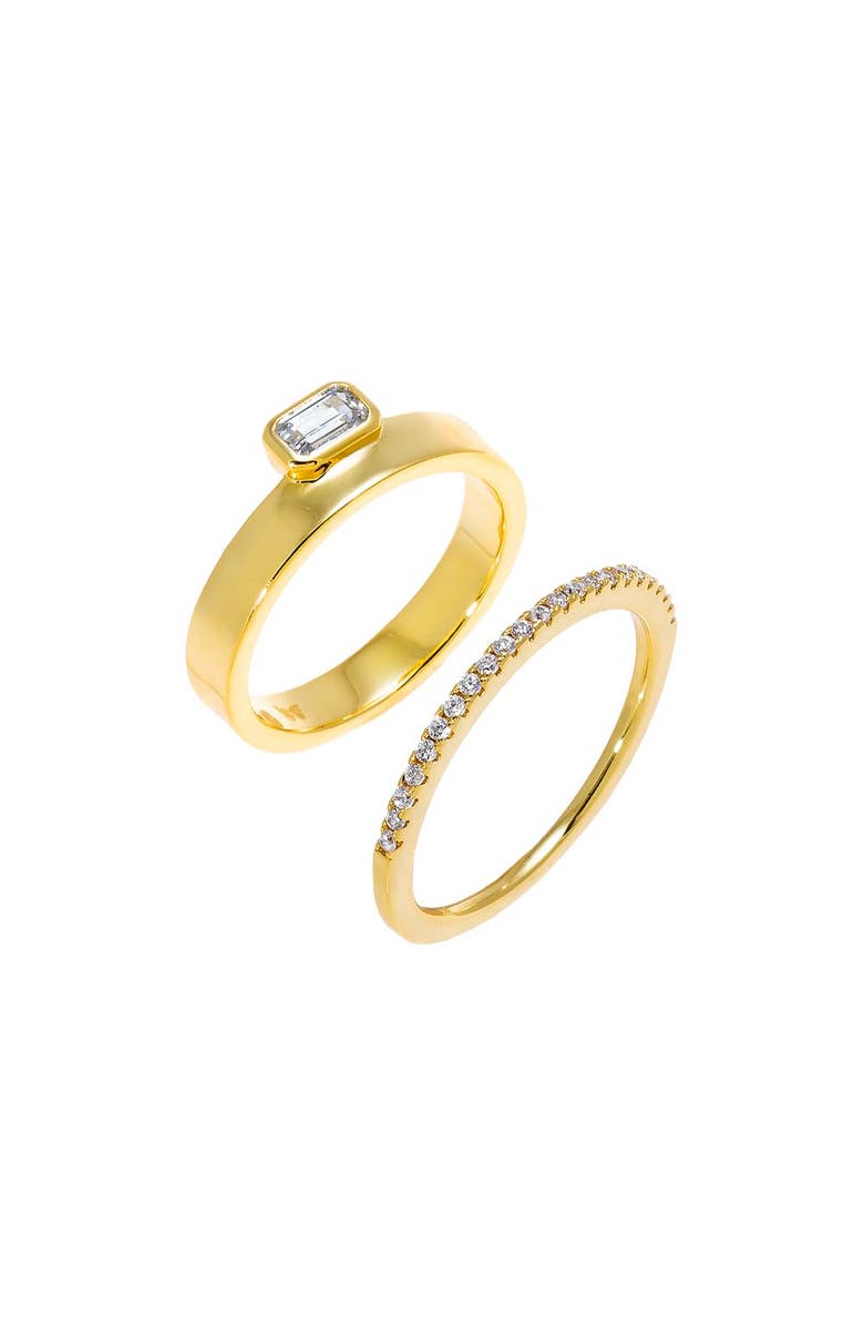 BY ADINA EDEN Pave X Baguette Bezel Double Ring, Main, color, Gold