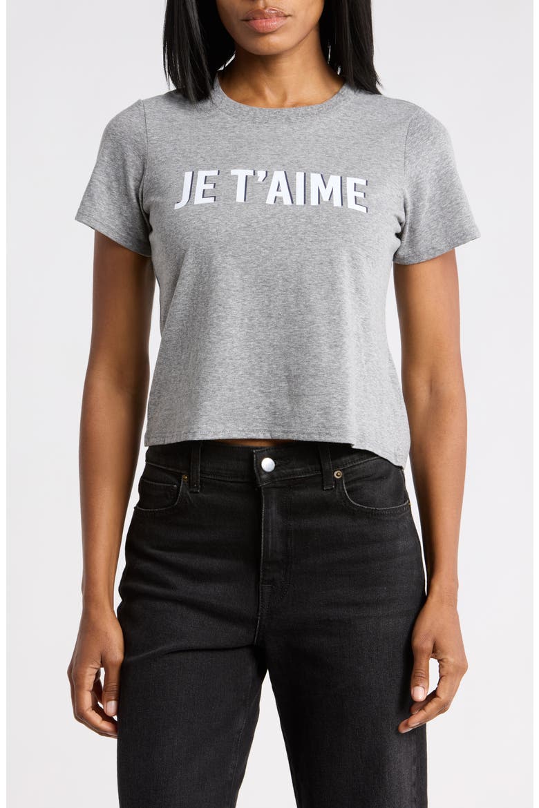 Je Taime Shrunken T-Shirt, Main, color, HEATHER GREY/ MULTI
