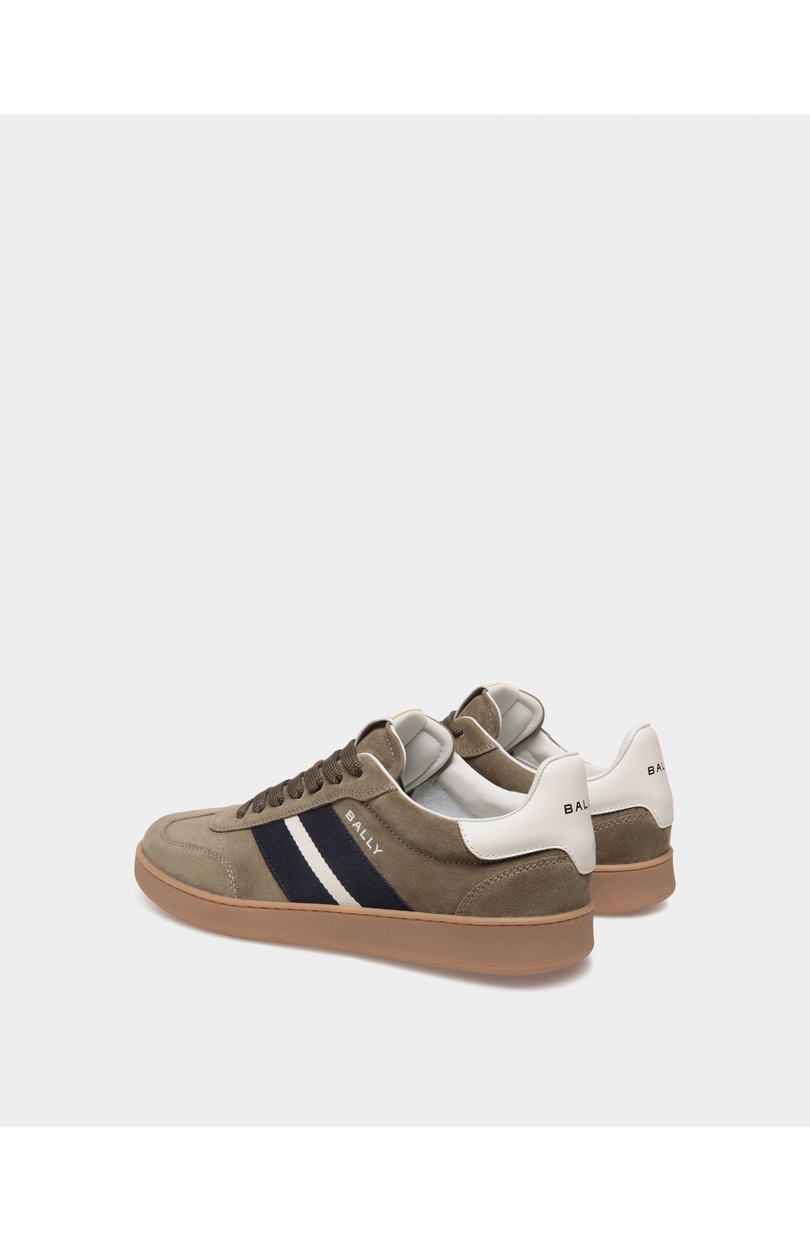 Bally Retro Crest Sneaker in Calf Suede, Alternate, color, Green