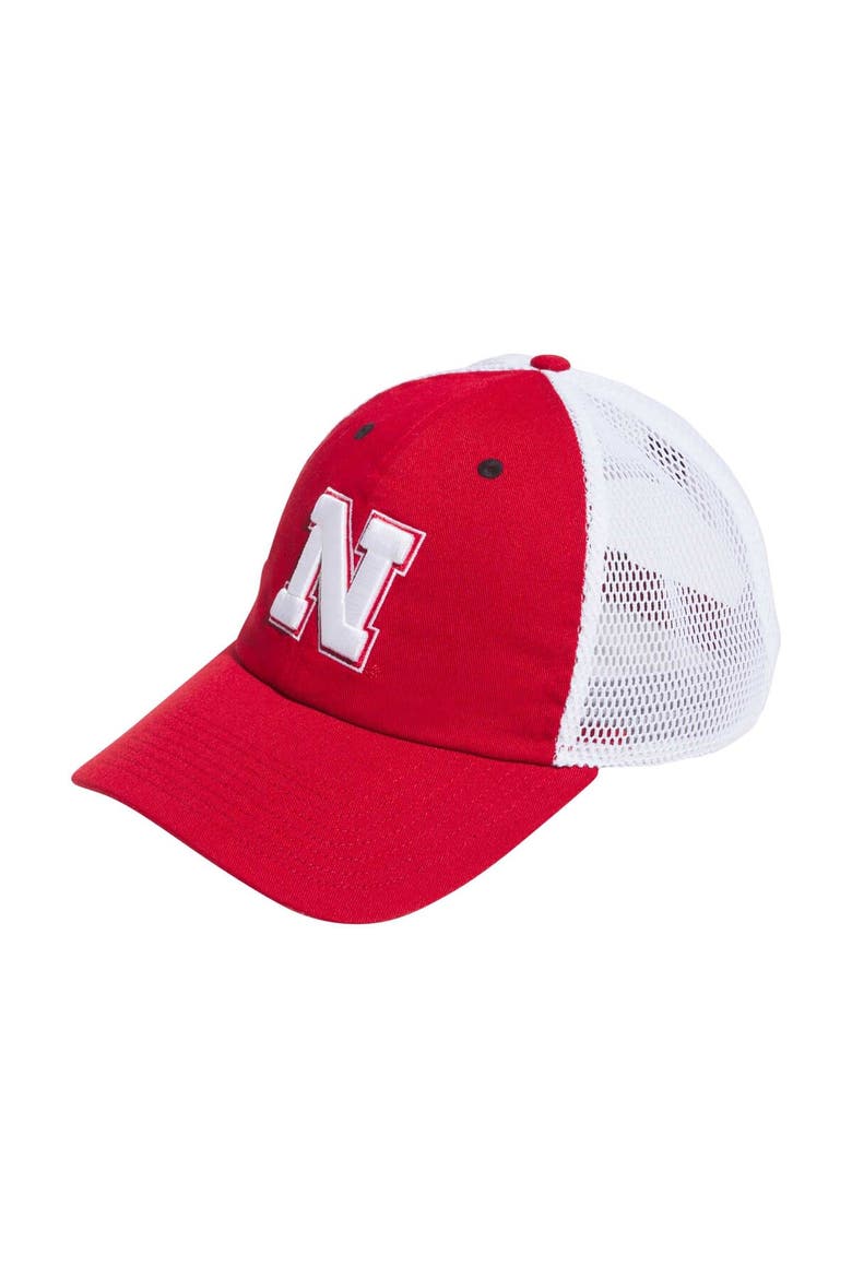 Men's adidas Scarlet Nebraska Huskers Mascot Slouch Trucker Adjustable Hat, Main, color, Scarlet
