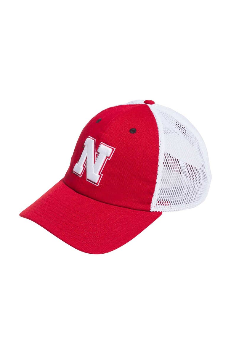 adidas Men's adidas Scarlet Nebraska Huskers Mascot Slouch Trucker Adjustable Hat, Main, color, 