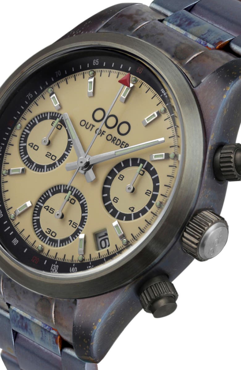 OUT OF ORDER Sporty Cronografo Chronograph Bracelet Watch, 40mm, Alternate, color, Cream