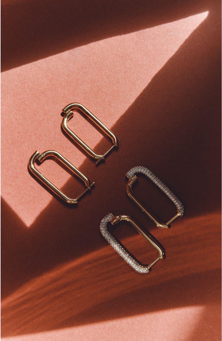 Otiumberg 14kt Gold Vermeil Mosaic Pave Hoop Earrings, Alternate, color, Yellow Toned Gold